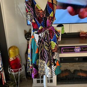 Shenbolen Size Large Multicolored Tea dress boho dress